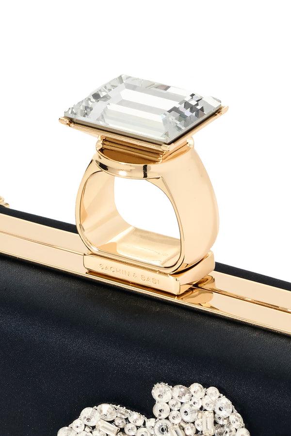 Sachin & Babi EMBROIDERED ON THE ROCKS CLUTCH - BLACK