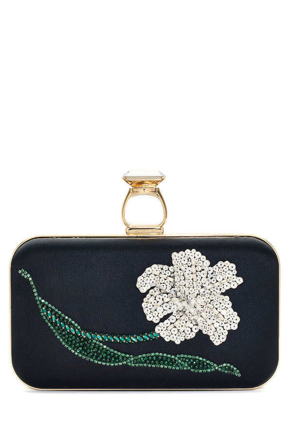 sachin & babi EMBROIDERED ON THE ROCKS CLUTCH - BLACK