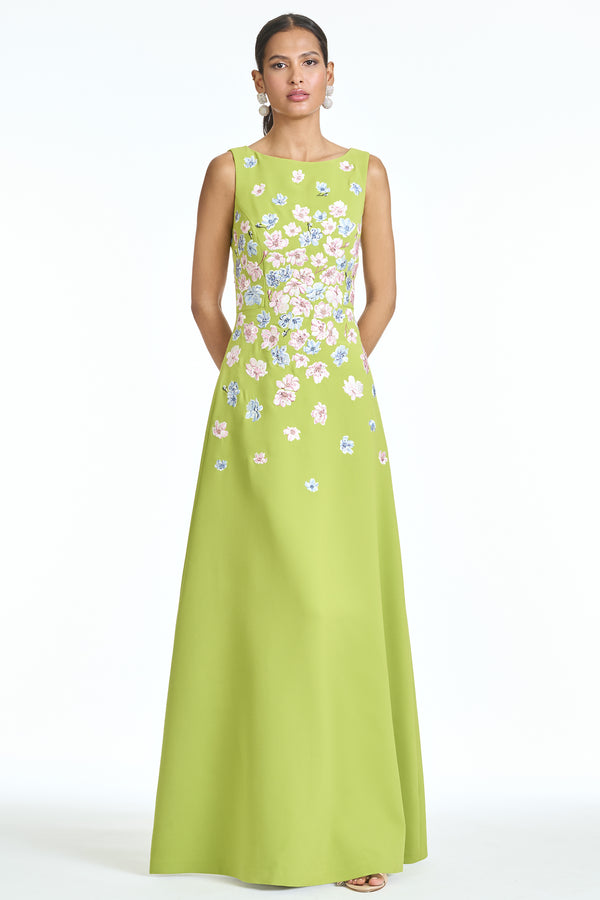 Sachin & Babi EMBROIDERED RAZIA GOWN - PERIDOT