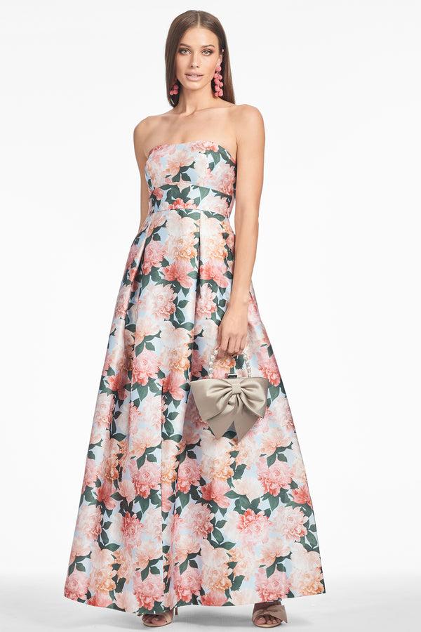 Sachin & Babi GIOVANNA GOWN - PEACH PEONIES - FINAL SALE