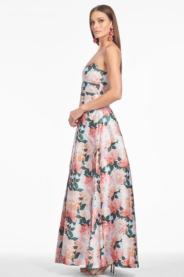 Sachin & Babi GIOVANNA GOWN - PEACH PEONIES - FINAL SALE