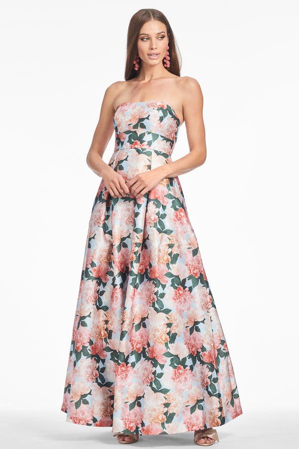 sachin & babi GIOVANNA GOWN - PEACH PEONIES - FINAL SALE