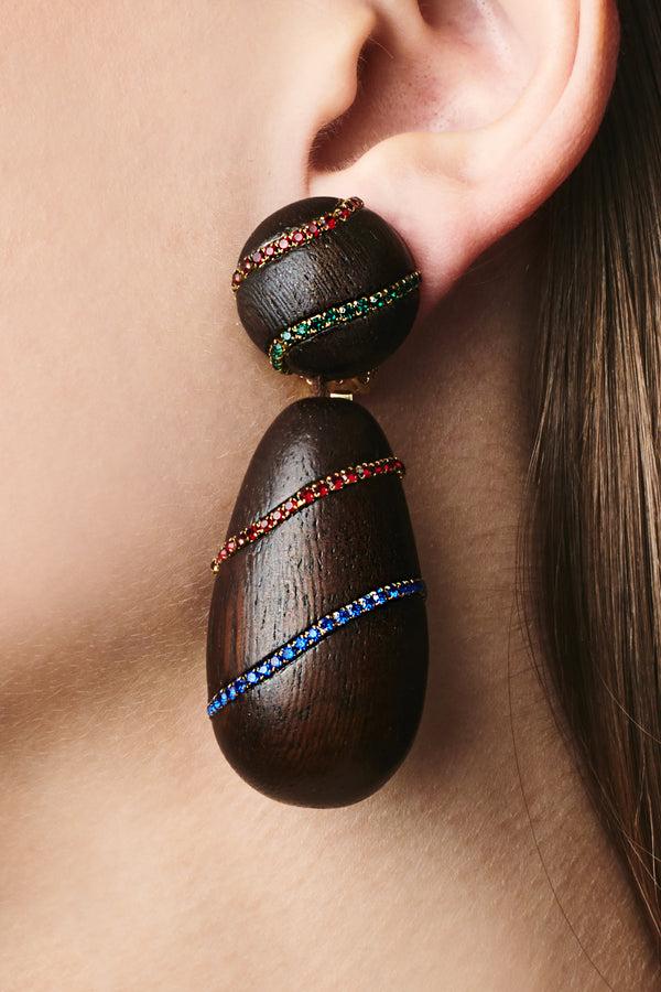 sachin & babi HUDSON EARRINGS - ROBLE WOOD/MULTI