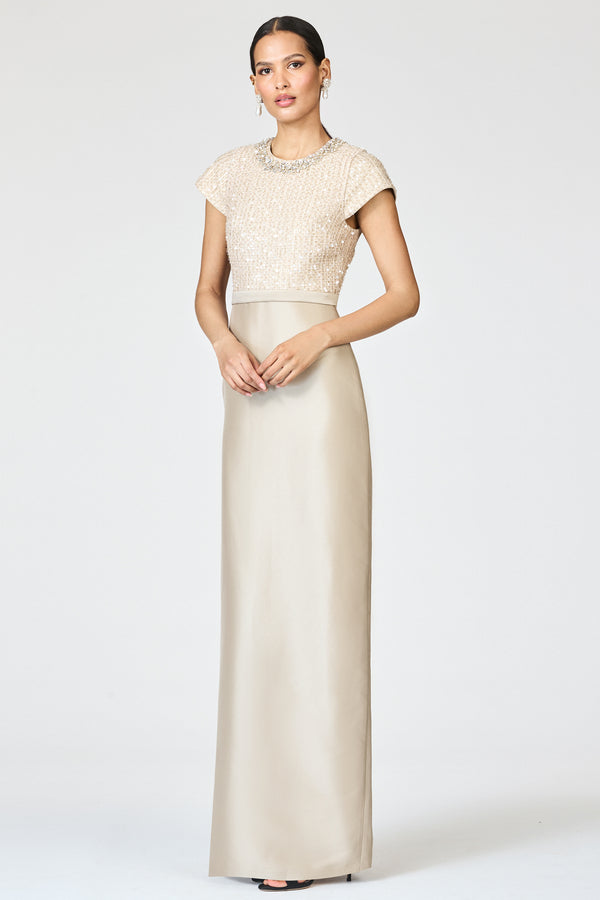 sachin & babi ISLA GOWN - DUNE/PEWTER