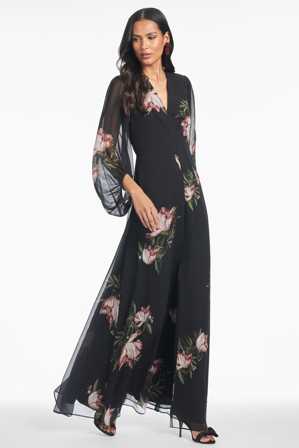 Sachin & Babi Jenny Gown - Noir Blossom