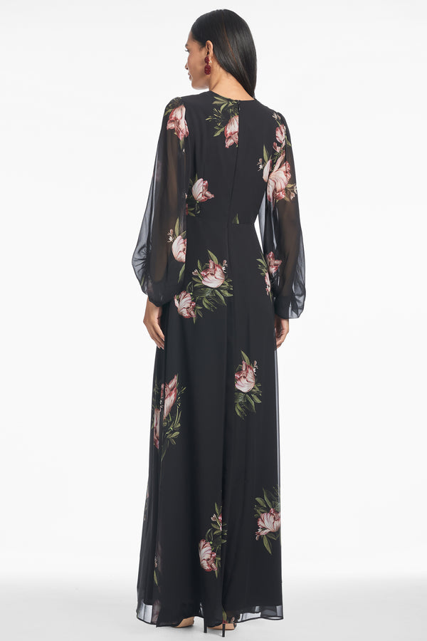 Sachin & Babi Jenny Gown - Noir Blossom