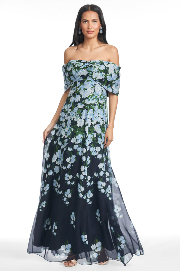 Sachin & Babi KENNEDY GOWN - NAVY DEGRADE FLORALS