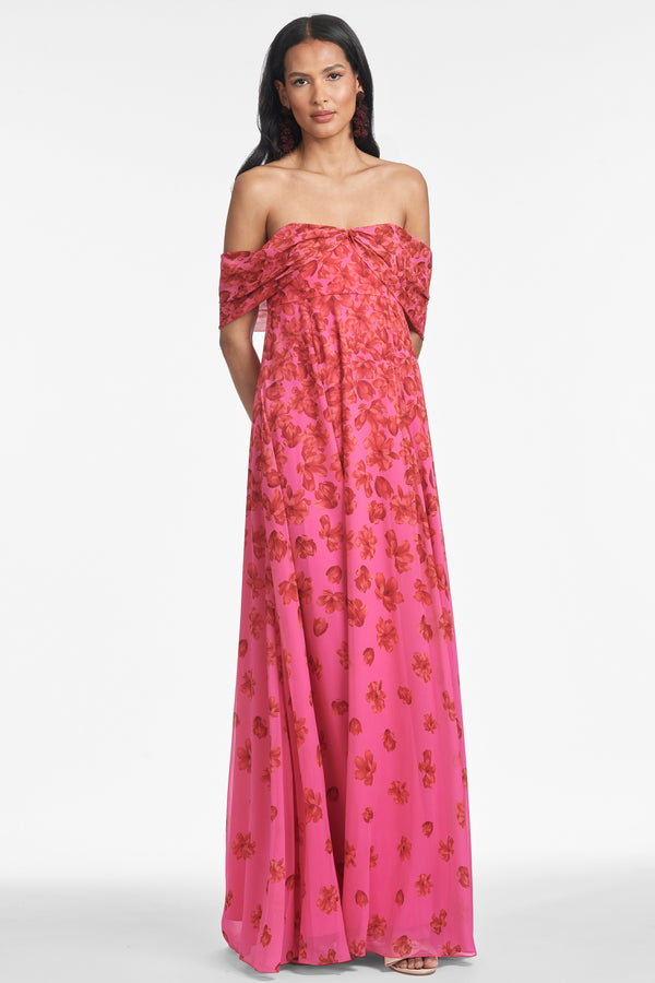 Sachin & Babi KENNEDY GOWN - ROSE VERMILION