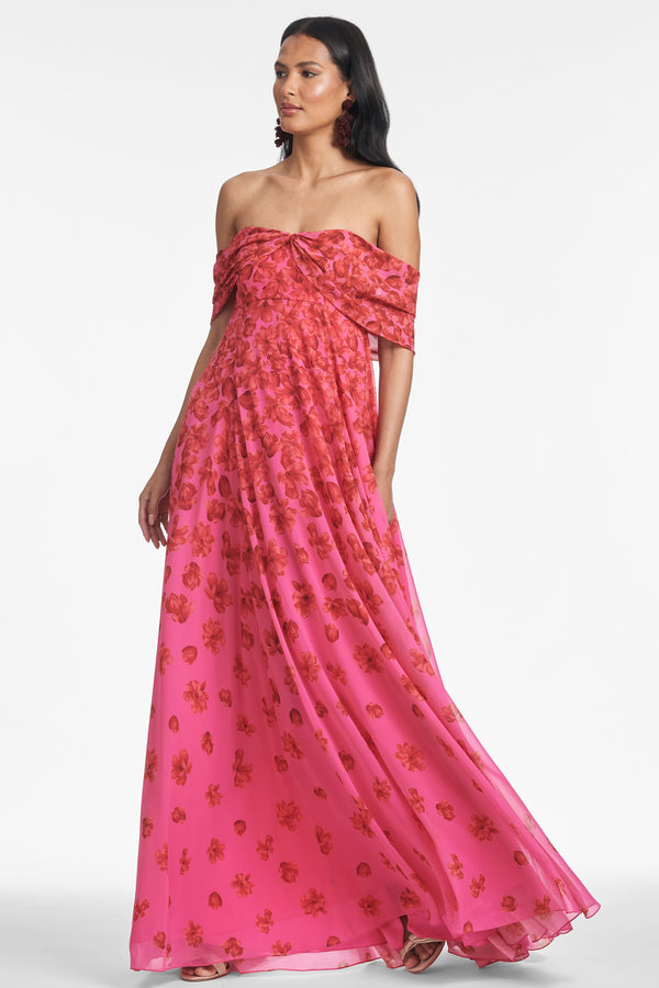 Sachin & Babi KENNEDY GOWN - ROSE VERMILION