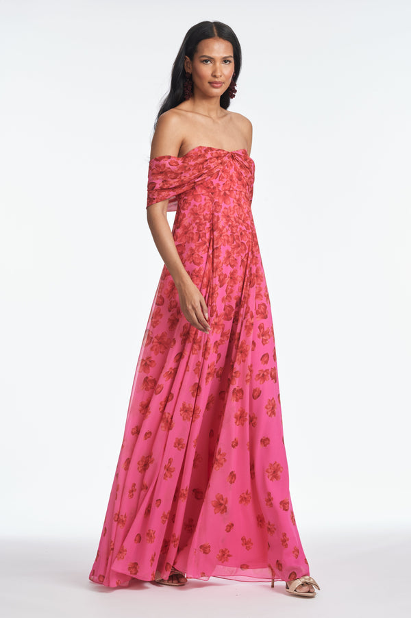 sachin & babi KENNEDY GOWN - ROSE VERMILION