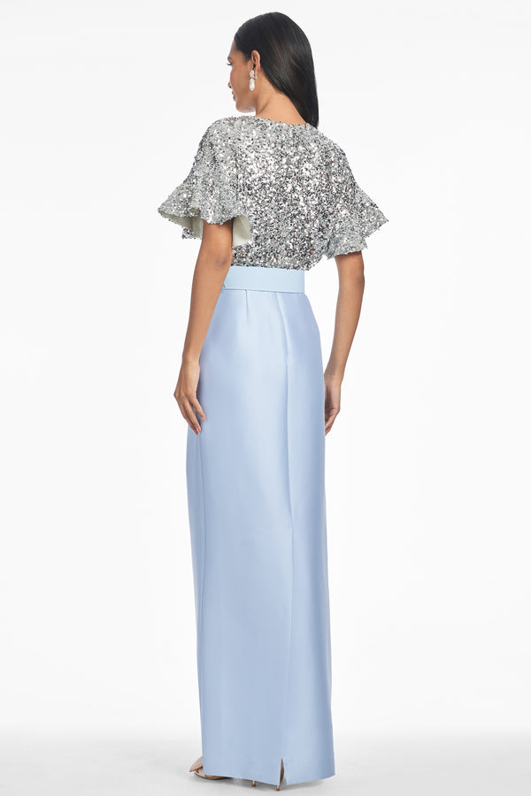 Sachin & Babi Marlene Gown - Silver/Glacial Blue