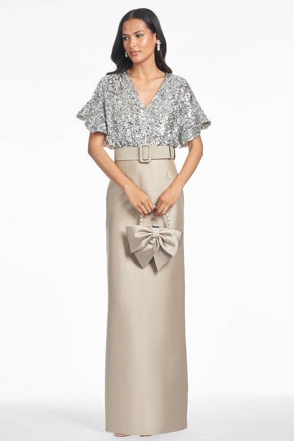 Sachin & Babi Marlene Gown - Silver/Pewter