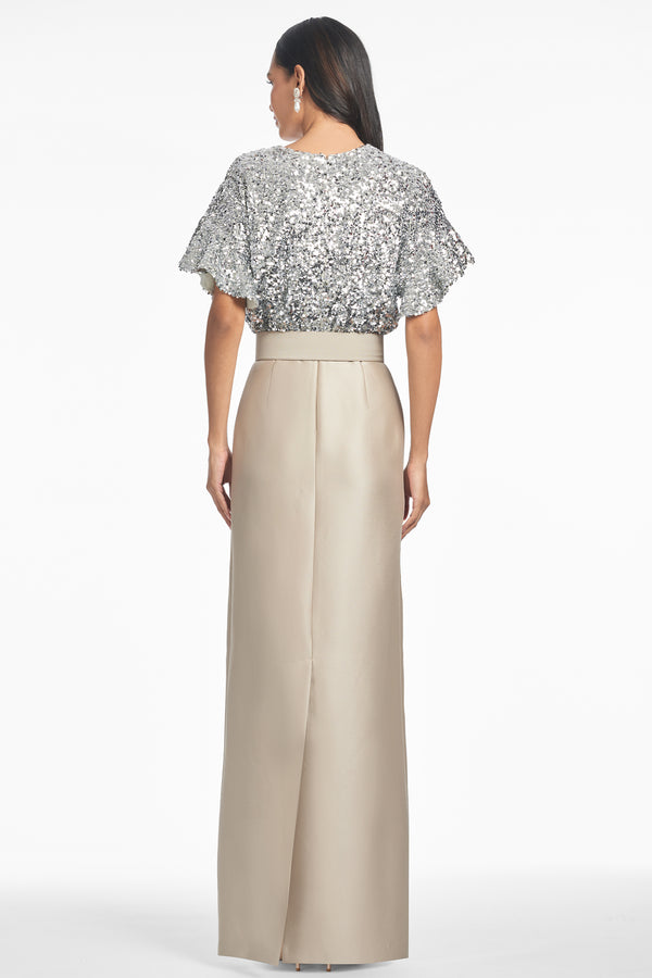 Sachin & Babi Marlene Gown - Silver/Pewter