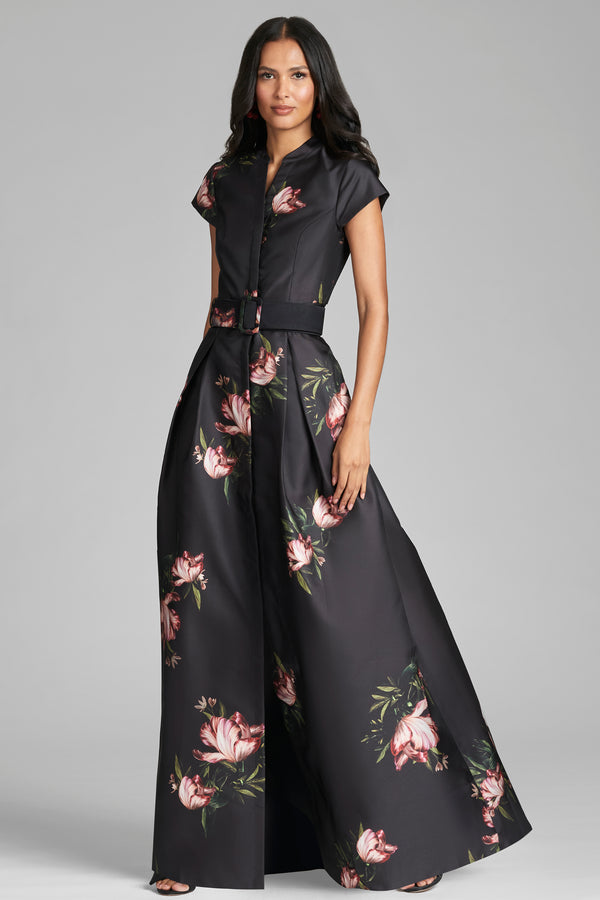 Sachin & Babi Marta Gown - Noir Blossom