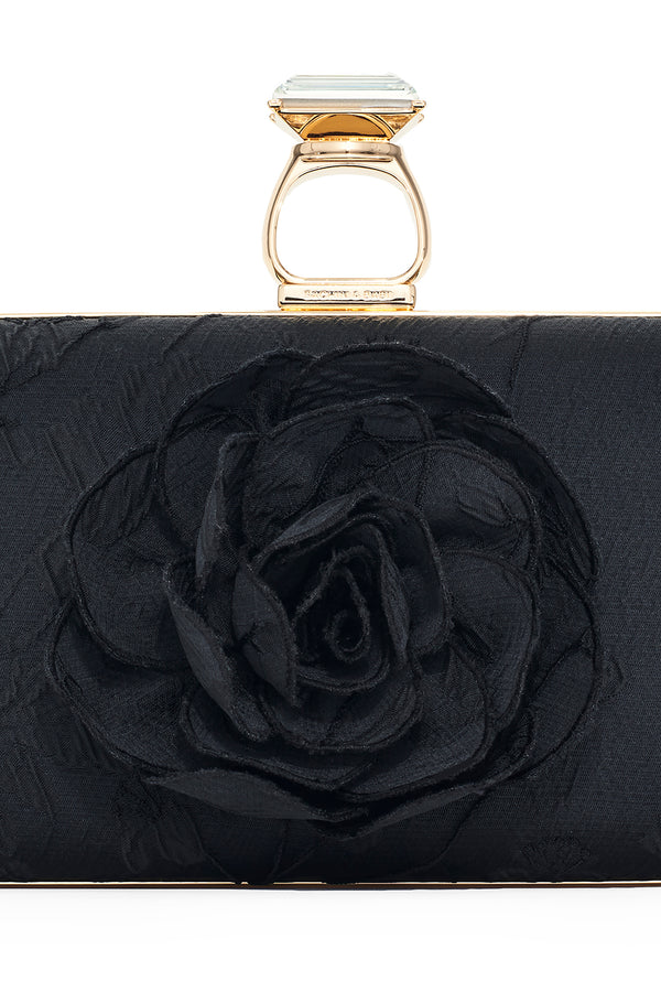 Sachin & Babi ON THE ROCKS WITH ROSE CLUTCH - BLACK