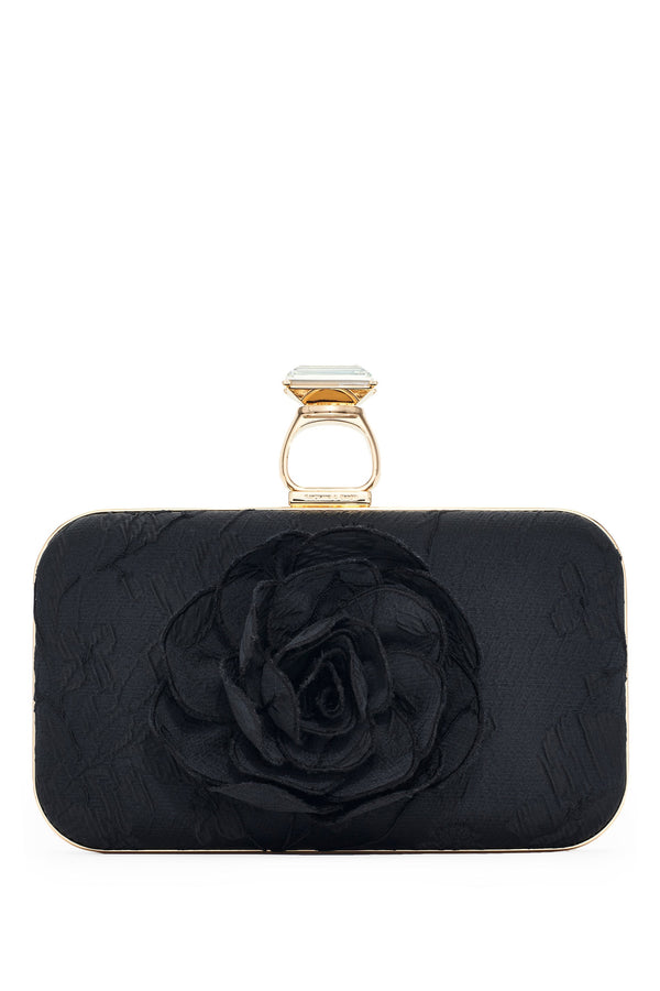 sachin & babi ON THE ROCKS WITH ROSE CLUTCH - BLACK