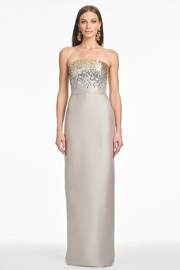 sachin & babi PHAEDRA GOWN - PEWTER