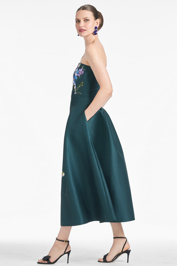 Sachin & Babi Shay Dress - Forest Green Placement Ikat