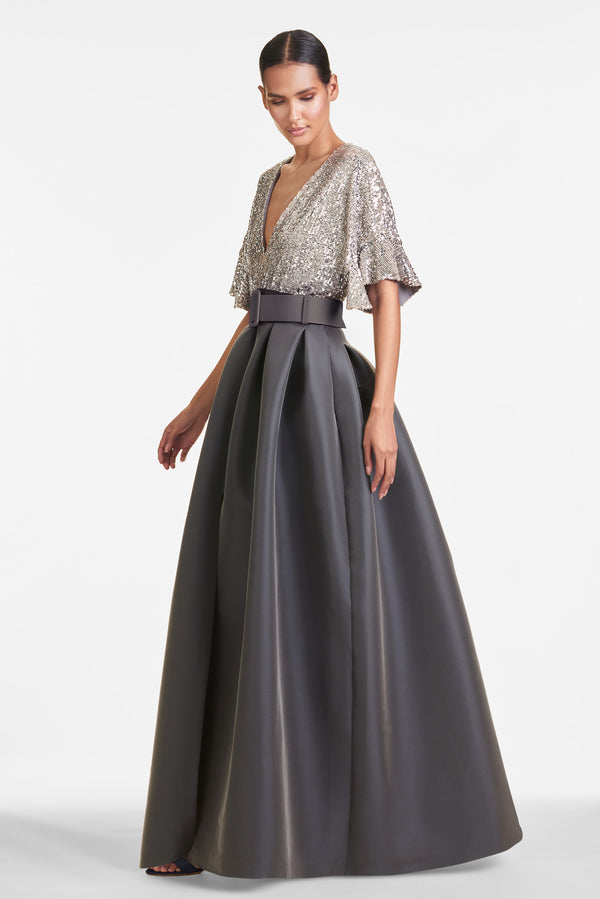 Sachin & Babi Simone Gown - Silver/Charcoal