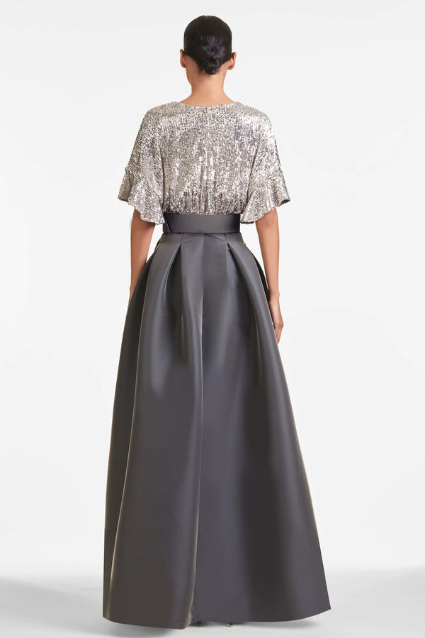 Sachin & Babi Simone Gown - Silver/Charcoal