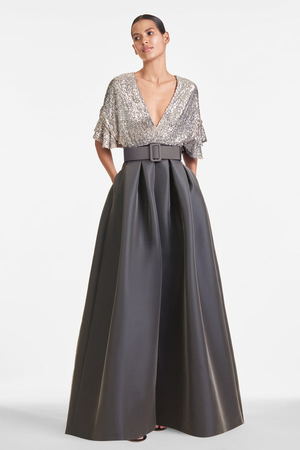 sachin & babi Simone Gown - Silver/Charcoal