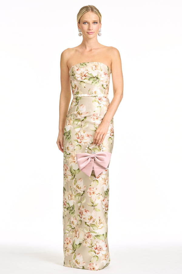 sachin & babi SOPHIA GOWN - PEWTER CAMELLIA