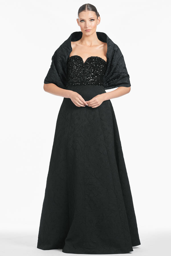 Sachin & Babi THE HUG SHAWL - BLACK JACQUARD CLOQUE