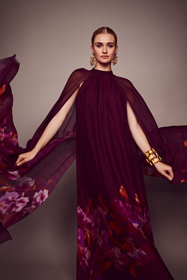 sachin & babi Tiana Gown - Mixed Berry Ikat Border