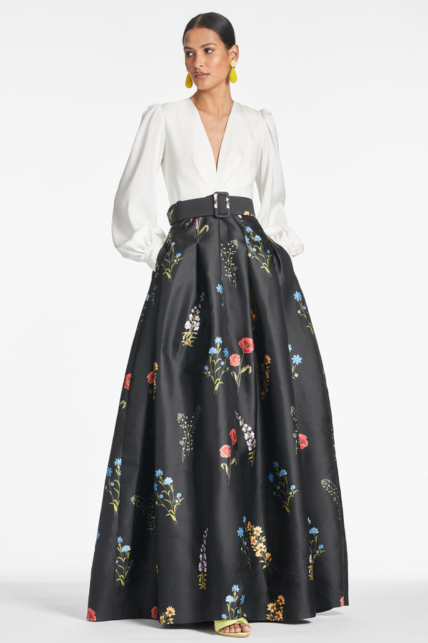 sachin & babi Zoe Gown - Off White/Noir Bouquet