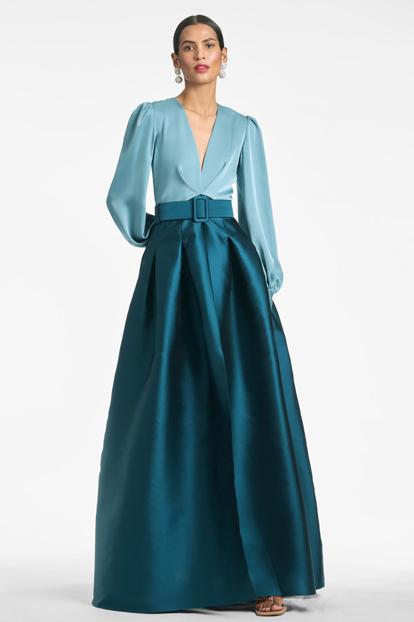Sachin & Babi Zoe Gown - Seaglass/Deep Teal