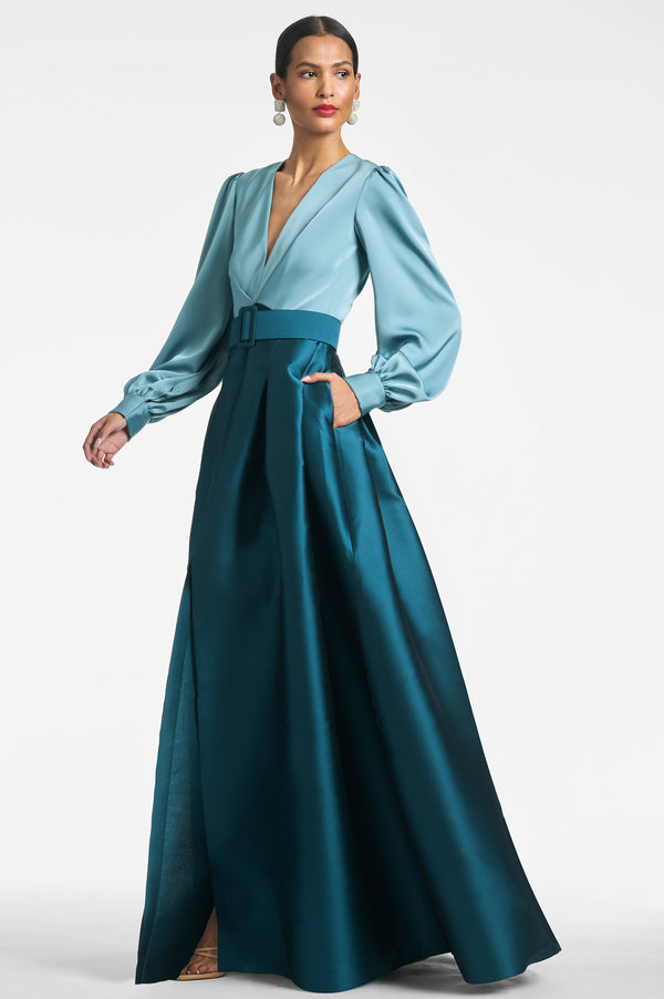 Sachin & Babi Zoe Gown - Seaglass/Deep Teal