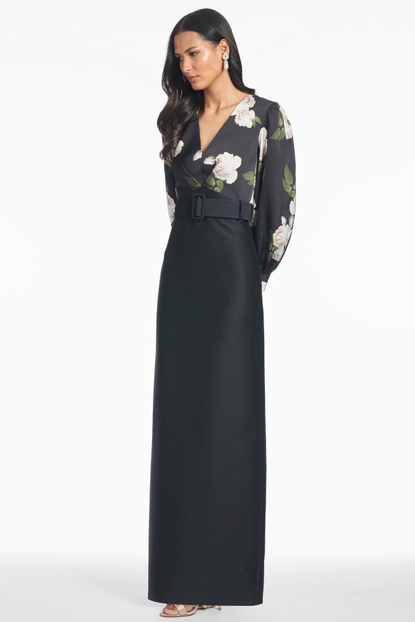 Sachin & Babi Schylor Gown - Obsidian Blooms/Black - Final Sale