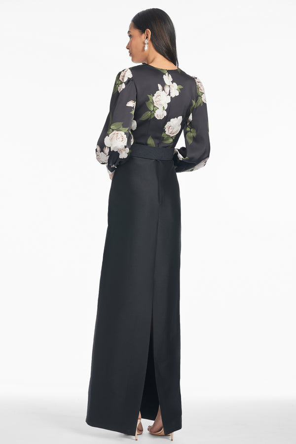 Sachin & Babi Schylor Gown - Obsidian Blooms/Black - Final Sale