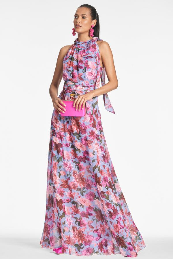 Sachin & Babi Selena Gown - Pink/Periwinkle Dahlia - Final Sale