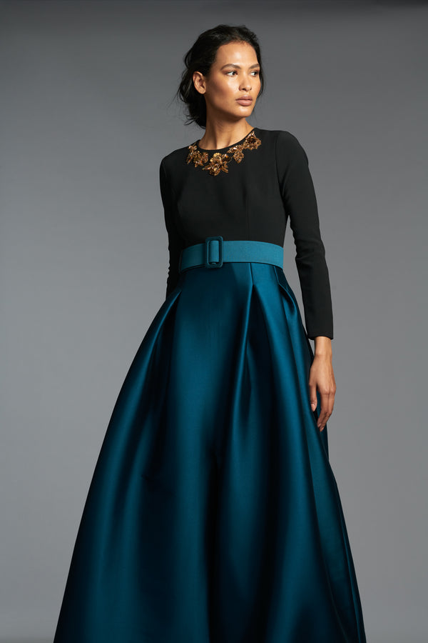 Sachin & Babi Victoria Gown - Black/Bottle Green - Final Sale