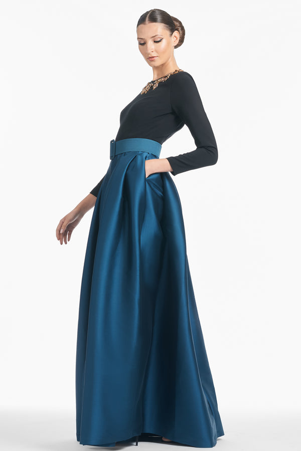 Sachin & Babi Victoria Gown - Black/Bottle Green - Final Sale