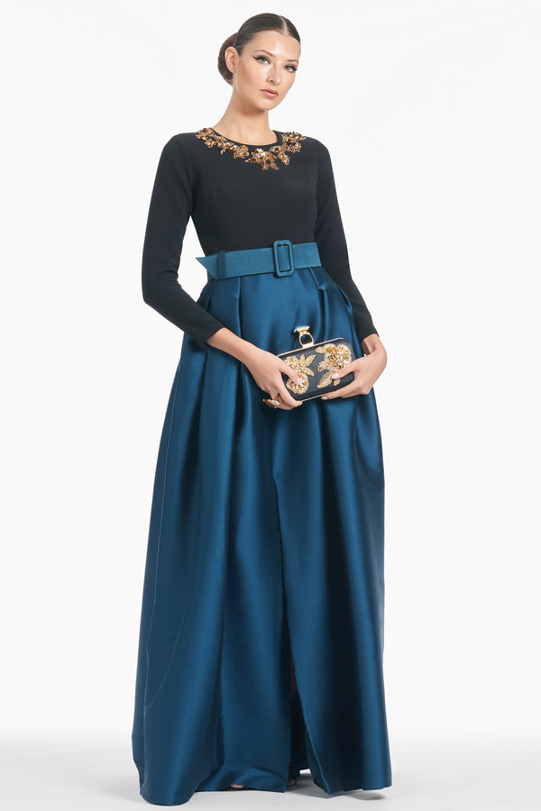 Sachin & Babi Victoria Gown - Black/Bottle Green - Final Sale