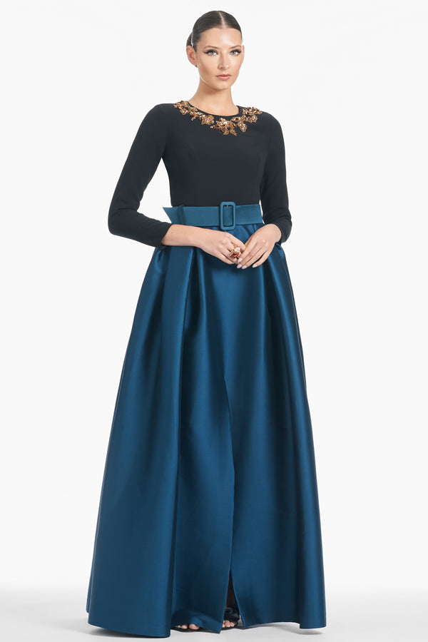 sachin & babi Victoria Gown - Black/Bottle Green - Final Sale