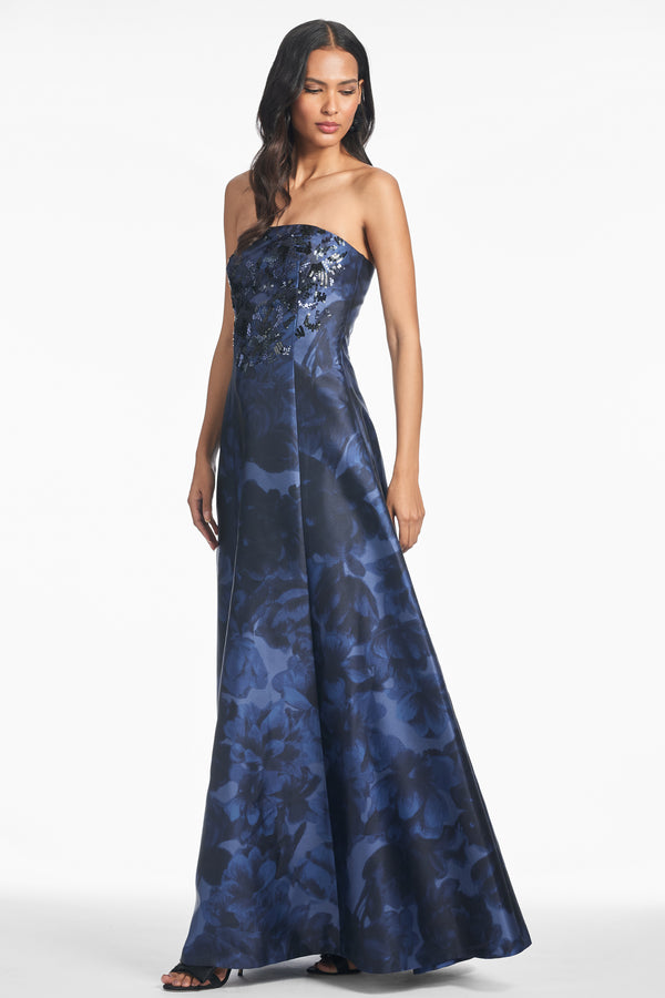 sachin & babi VIVIEN GOWN - DEEP OCEAN BOUQUET - FINAL SALE