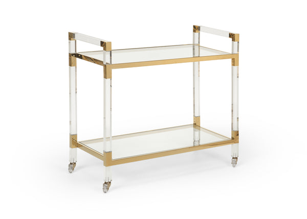 safavieh Acrylic Bar Cart - Brass | Chelsea House - 383848-BASE