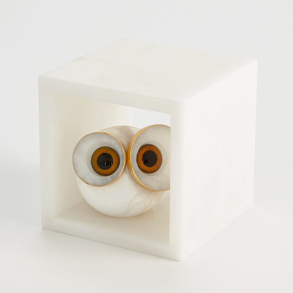 Safavieh Alabaster Big Eyed Owl In Cube-Sm | Global Views - 3.31656