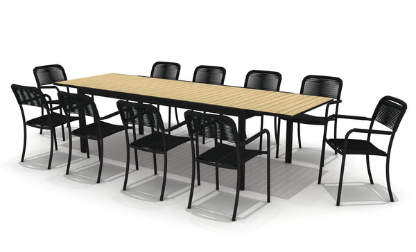 safavieh Amazonia Buenos Aires 11 Piece Rectangular Extendable Outdoor Dining Set | International Home Miami - GEN PANAMA_10PORTBYRON BK