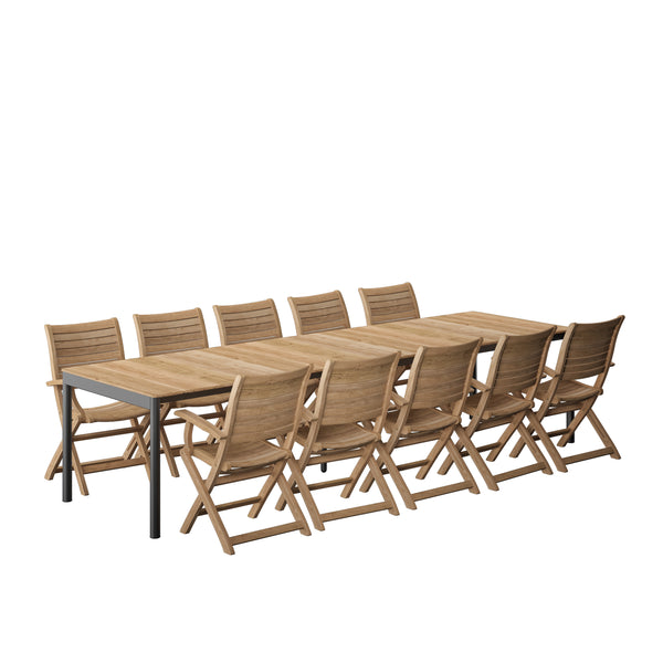 safavieh Amazonia Dubai 11 Piece Extendable Outdoor Dining Set | International Home Miami - GEN TPZEXTBL_10PALUARM