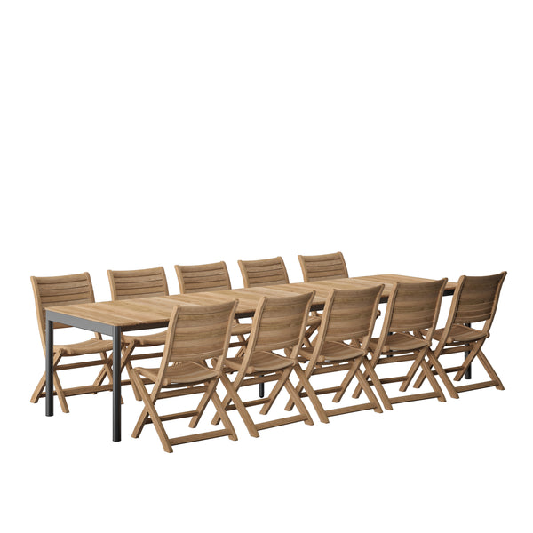 safavieh Amazonia Lisboa 11 Piece Extendable Outdoor Dining Set | International Home Miami - GEN TPZEXTBL_10PALUSD