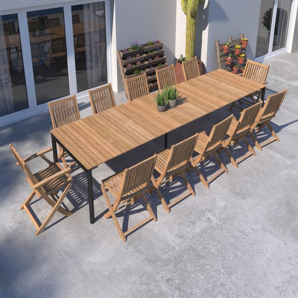 Safavieh Amazonia London 11 Piece Extendable Outdoor Dining Set | International Home Miami - GEN TPZEXTBL_10YOGSD