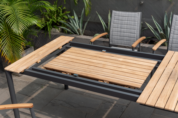 Safavieh Amazonia Madrid 11 Piece Extendable Outdoor Dining Set | International Home Miami - GEN TPZEXTBL_10FORTBK