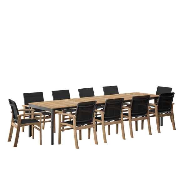 safavieh Amazonia Madrid 11 Piece Extendable Outdoor Dining Set | International Home Miami - GEN TPZEXTBL_10FORTBK
