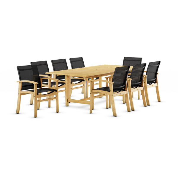 safavieh Amazonia Morde 9-Piece Outdoor Dining Set | International Home Miami - AM_SC DIANREC_8FORT_BK