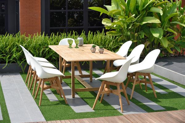 Safavieh Amazonia Nika 9-Piece Outdoor Dining Set | International Home Miami - DIANREC_8LAUSIDE WT