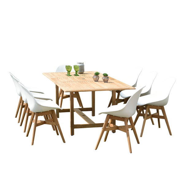 safavieh Amazonia Nika 9-Piece Outdoor Dining Set | International Home Miami - DIANREC_8LAUSIDE WT